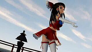 Reimu Hakurei's sexy strip tease