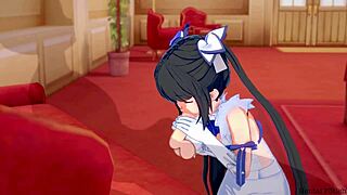 Hestia's big boobs bounce wildly