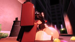 Beautiful anime big ass gets surprised in a Roblox alley encounter