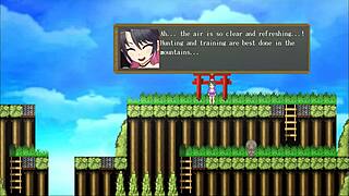 Sakura Gozen hentai game Ep 1 with busty samurai getting outdoor creampie.