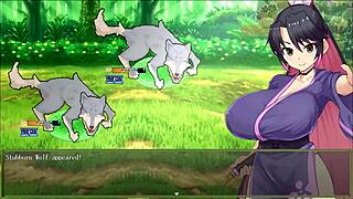 Sakura Gozen hentai game Ep 1 with busty samurai getting outdoor creampie.