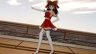 Reimu Hakurei's sexy strip tease