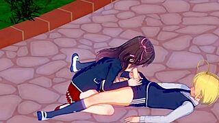3D anime of teen student getting it on with classmate