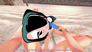 Gwen's big boobs and skills with a mouth are on display in this beach scene from Total Drama