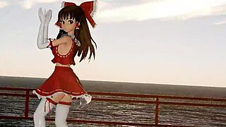 Reimu Hakurei's sexy strip tease