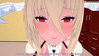 Plus-size heroine in Azur Lane-themed cartoon porn