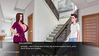 MILF in white lingerie cartoon