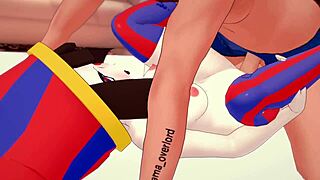 pomni slips into bikini for hairless shaved pussy cum fun in amazing 3d hentai