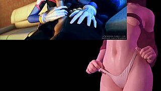 Hentai with Femdom and Anal Sex with D.va on the background