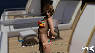 In waterworld, this tight bikini milf from aqua anime gets fucked hard in the cabin with her teen friend