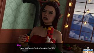 Nicole's Christmas gift: a hot blowjob and creampie scene