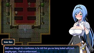 caught a city guard jerking off in nightmare knight part 3. wild hentai game moment with big tits fetish action!