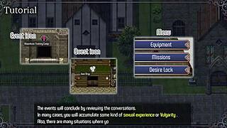 caught a city guard jerking off in nightmare knight part 3. wild hentai game moment with big tits fetish action!