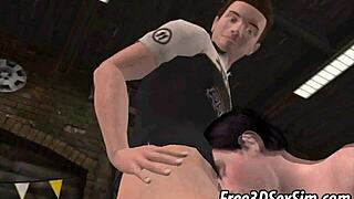 foxy 3d cartoon babe double teamed hard