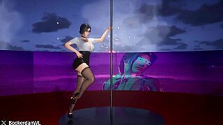 3D animated porn with a hot pole dance in the middle of the desert
