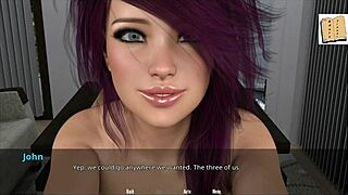 Erotic cartoon with purple-haired teen