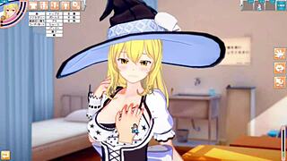 Big tits girl gives blowjob and handjob in 3d hentai anime video