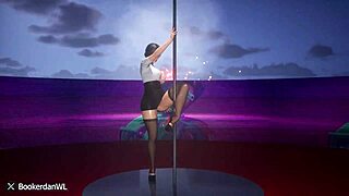 3D animated porn with a hot pole dance in the middle of the desert