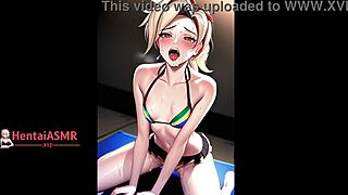 Blonde Hentai Slut Reaches Intense Orgasm in Sexy Gallery Scene. Her Body Shakes!