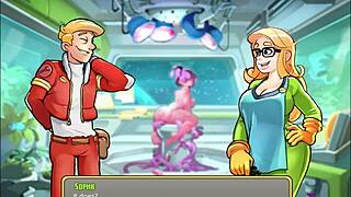 Big-boobed space beauty gets a happy ending in this cartoon porn