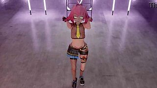 3D anime strip tease with Marionette