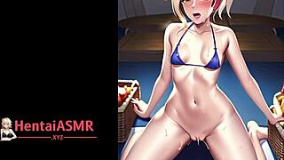 Blonde Hentai Slut Reaches Intense Orgasm in Sexy Gallery Scene. Her Body Shakes!