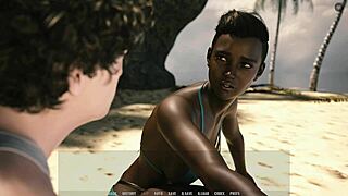 Steamy beach encounter with curvy ebony goddess in anime
