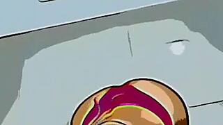 Cartoon intern on vacation agrees to date professor for cash. He finishes in her mouth with a wild climax.