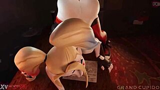 3D animated porn with big tits and a dildo