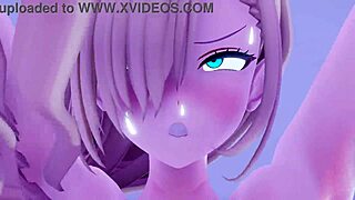 Asuna pózuje v svojom malom 18+ mikro bikiny pre túto 3d anime scénu