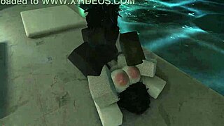 Indoor pool scene with rough sex