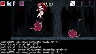 what's up with this cute brunette girl in a hentai game battling enemies?