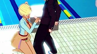 hentai girl giving handjob in swimming pool 😏