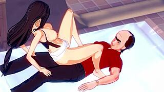 Tifa gives a blowjob to an ugly guy in this anime porn