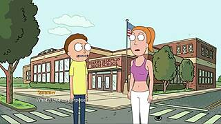 Tricia’s big tits bounce during a BJ and a hot scene from Rick and Morty