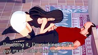 Tifa gives a blowjob to an ugly guy in this anime porn