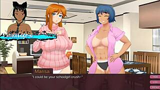 Milfs amanda and marisa share handjob and kiss