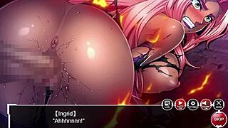 Taimanin Asagi: Battle Arena - Ingrid's solo play in a hentai game