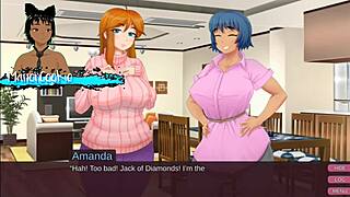 Milfs amanda and marisa share handjob and kiss