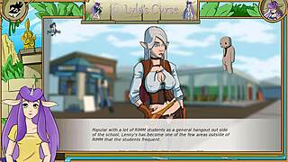 Beautiful woman with natural big boobs and an elf-like look in a cartoon porn video