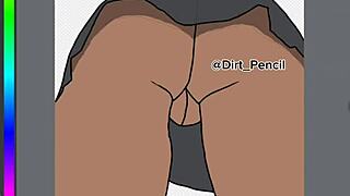 Digitální kresba školačky v uniformě pohled zdola zezadu