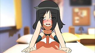 Tomoko was caught in a steamy encounter, grinding hard with wild moves. Her anime charm drew everyone into the heated scene.