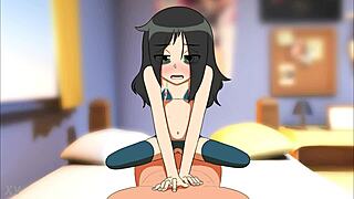 Tomoko was caught in a steamy encounter, grinding hard with wild moves. Her anime charm drew everyone into the heated scene.