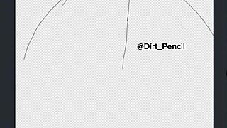 Digital Drawing of School Girl in Uniform Upskirt Back View