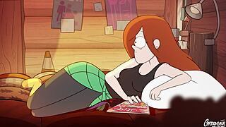 Cartoon porn with a red-haired protagonist and a large penis