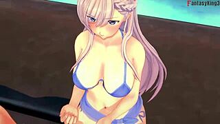 Belfast Bikini Sex on Public Pool with Big Tits in Azur Lane