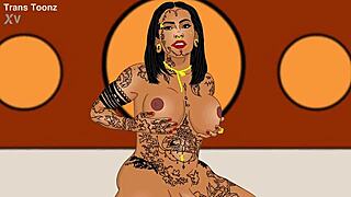 Shemale baddie Issabelly tempts Dante with big ass at shoot, mutual heat sparks!