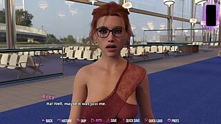 Redhead with glasses in risqué outfit gets off plane