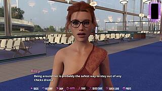 Redhead with glasses in risqué outfit gets off plane