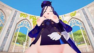 clorinde rides cock cowgirl after blowjob in 3d hentai